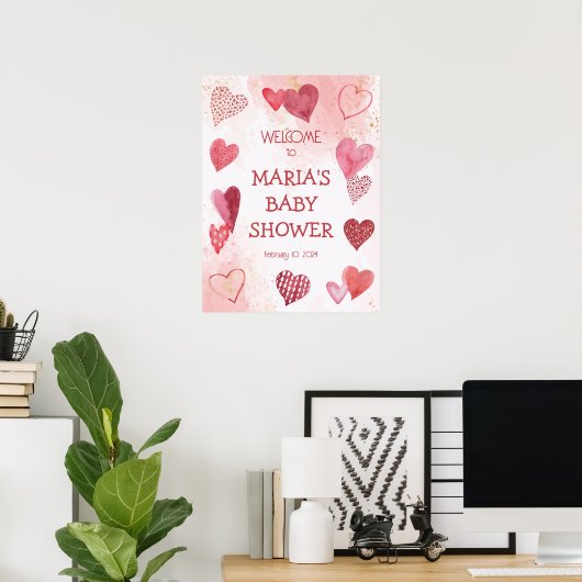 Baby Love Valentijns's Thema Baby shower Sign Poster (Thuiskantoor)