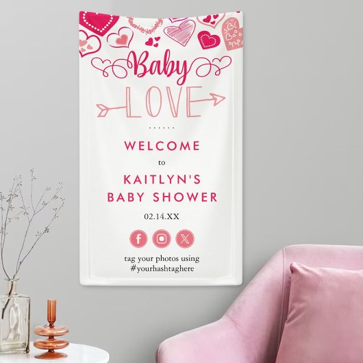 "Baby Love" Valentine's Day Baby Shower Welcome Spandoek