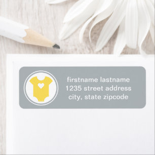 Baby Love Yellow en Grey Family Return Address Etiket