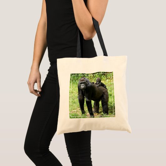 Baby Lowland Gorilla op moeders rug Tote Bag (Voorkant (product))