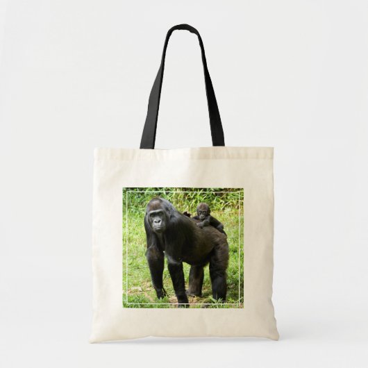 Baby Lowland Gorilla op moeders rug Tote Bag (Voorkant)