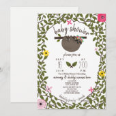 Baby luiaard meisje Baby shower groen Kaart (Voorkant / Achterkant)