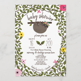 Baby luiaard meisje Baby shower groen Kaart