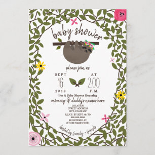 Baby luiaard meisje Baby shower groen Kaart