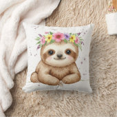 Baby luiaard met bloemkroon kussen (Deken)