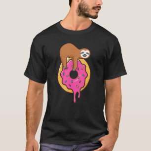 Baby luiaard op donut dessert voedsel dier t-shirt