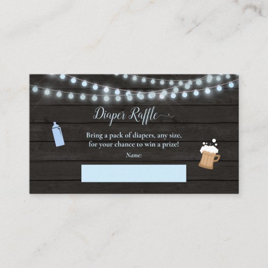 Baby Luier Raffle Baby Brewing Blue Baby shower Informatiekaartje (Voorkant)