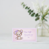 Baby Luier Raffle Schattig Paarse Beer Meisje Douc Informatiekaartje (Staand voorkant)