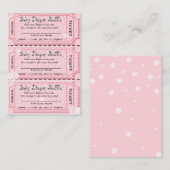 Baby Luier Raffle Tickets Roze Informatiekaartje (Voorkant / Achterkant)