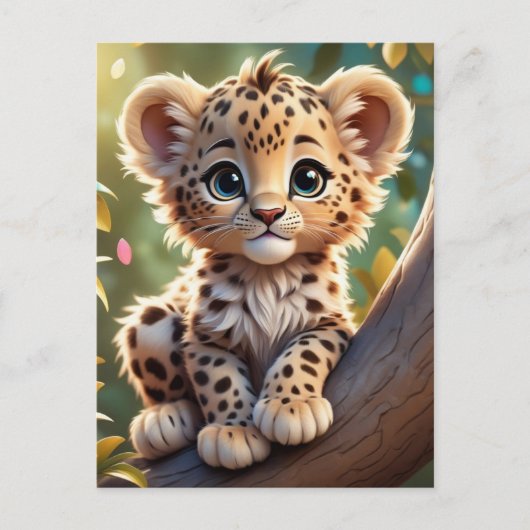 Baby Luipaard in het Oerwoud, Postcrossing Briefka Briefkaart (Voorkant)