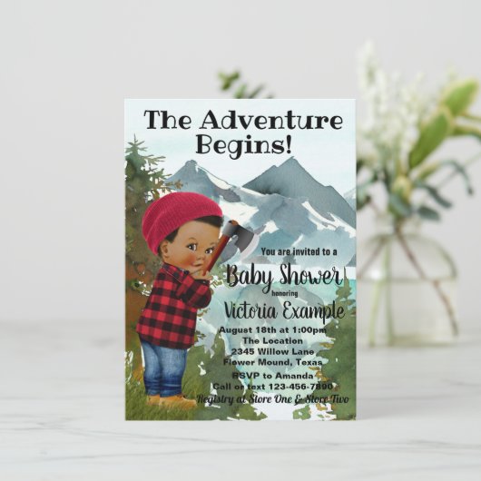 Baby Lumberjack Baby Shower Uitnodigingen (Staand voorkant)