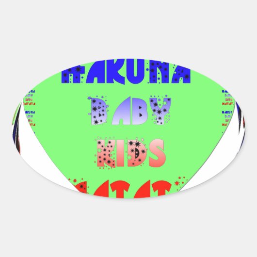 Baby Luminous Hearts Hakuna Matata Baby Design Ovale Sticker (Voorkant)