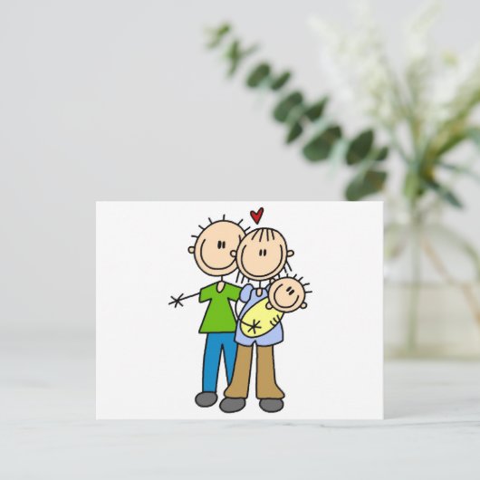 Baby maakt drie T-shirts en cadeautjes Briefkaart (Staand voorkant)