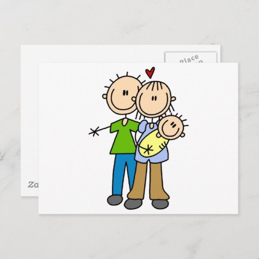 Baby maakt drie T-shirts en cadeautjes Briefkaart (Voorkant / Achterkant)