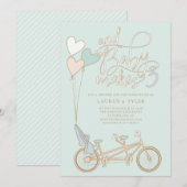 Baby maakt drie tandem fiets met baby zitdouche kaart (Voorkant / Achterkant)