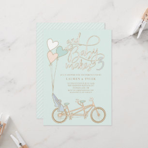 Baby maakt drie tandem fiets met baby zitdouche kaart