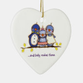 Baby maakt drie -  versiering keramisch ornament (Rechts)