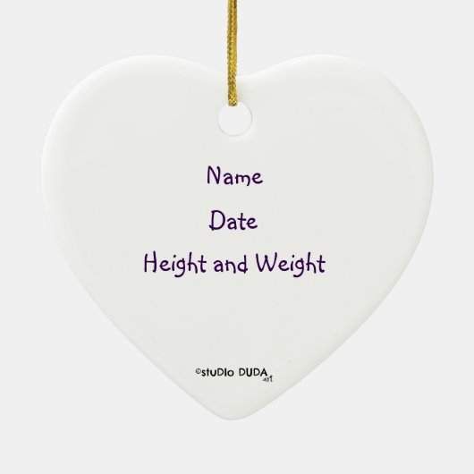 Baby maakt drie -  versiering keramisch ornament (Achterkant)