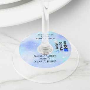 Baby maakt Potion Blue Hearts Baby shower Toast Wijnglaslabel