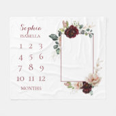 Baby Maanden Blush Floral Monogrammed Baby Fleece Deken (Voorkant (Horizontaal))