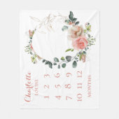 Baby Maanden Blush Floral Monogrammed Fleece Blank (Voorkant)