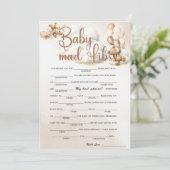 BABY MAD LIBS Baby shower Game Schattige Beer Kaart (Staand voorkant)