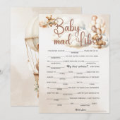 BABY MAD LIBS Baby shower Game Schattige Beer Kaart (Voorkant / Achterkant)