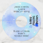 Baby maken Potion Blue Hearts Baby shower Toast Wijnglaslabel (Voorkant)