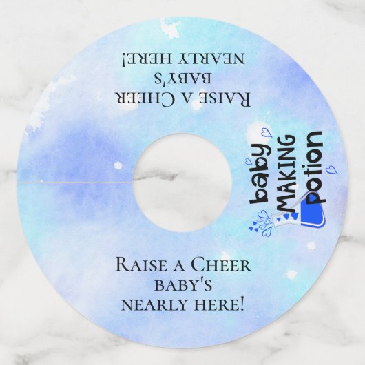 Baby maken Potion Blue Hearts Baby shower Toast Wijnglaslabel (Voorkant)