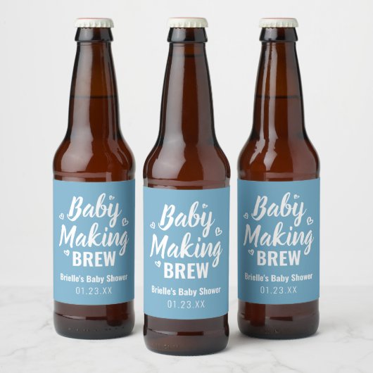 Baby Making Brew Funny Shower Bedankt blauw Bier Etiket (Flessen)