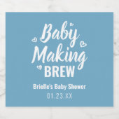 Baby Making Brew Funny Shower Bedankt blauw Bier Etiket (Enkel label)