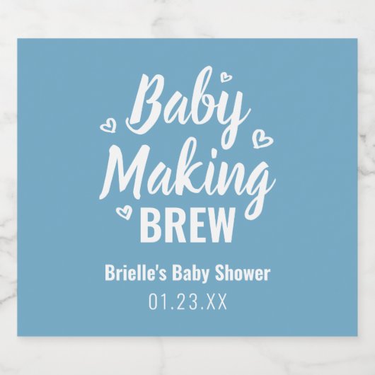 Baby Making Brew Funny Shower Bedankt blauw Bier Etiket (Enkel label)