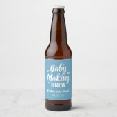 Baby Making Brew Funny Shower Bedankt blauw Bier Etiket (Voorkant)