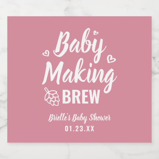 Baby Making Brew Funny Shower Bedankt Pink Hops Bier Etiket (Enkel label)