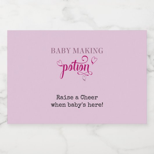 Baby Making Potion Baby shower Favor Pink Mini Likeurfles Etiket (Enkel label)