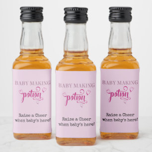 Baby Making Potion Baby Shower Favor Roze Mini Likeurfles Etiket