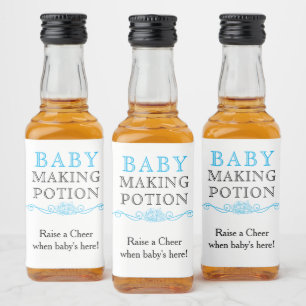 Baby Making Potion Baby shower voor Sky Blue Mini Likeurfles Etiket