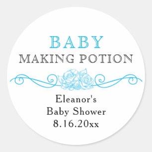 Baby Making Potion Blauwe Baby Shower Favor Sticke Ronde Sticker