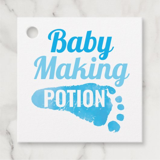 Baby Making Potion Blue Footprint Douche Dank je Bedankjes Labels (Voorkant)
