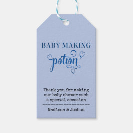 Baby Making Potion Blue Typografie Baby shower Cadeaulabel