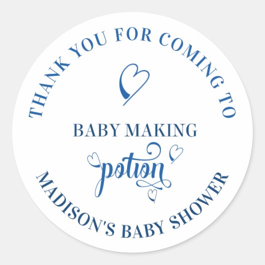 Baby Making Potion Boy Baby shower Dank je Ronde Sticker (Voorkant)