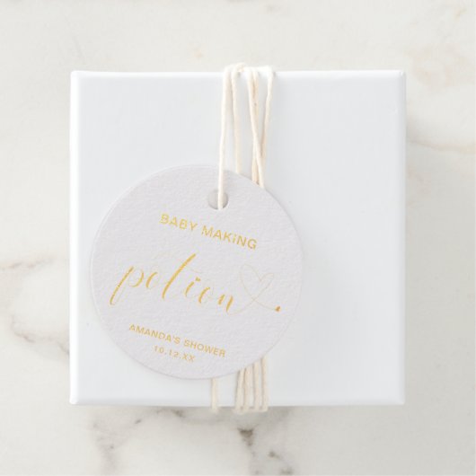 Baby Making Potion Cute Gold Foil Baby shower Bedankjes Labels (Met doos)