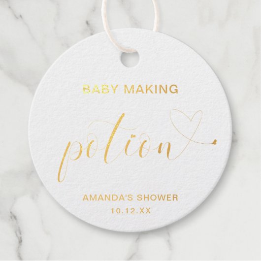 Baby Making Potion Cute Gold Foil Baby shower Bedankjes Labels (Voorkant)