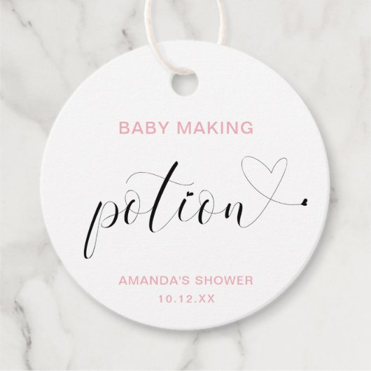 Baby Making Potion Cute Pink Girl Baby shower Bedankjes Labels (Voorkant)