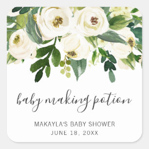 Baby Making Potion Elegant Floral Girl Baby shower Vierkante Sticker