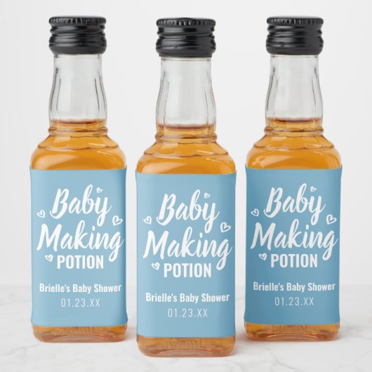 Baby Making Potion Grappige Douche Dank je blauw Likeurfles Etiket (Flessen)