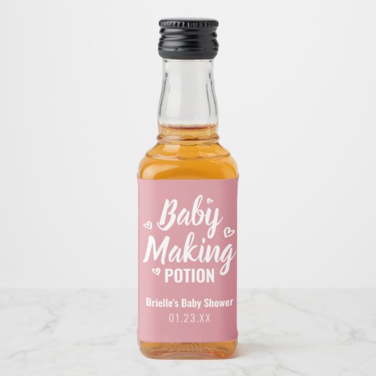 Baby Making Potion Grappige Douche Dank je Roze Likeurfles Etiket (Voorkant)