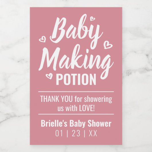 Baby Making Potion Grappige Douche Dank je Roze Wijn Etiket (Enkel label)