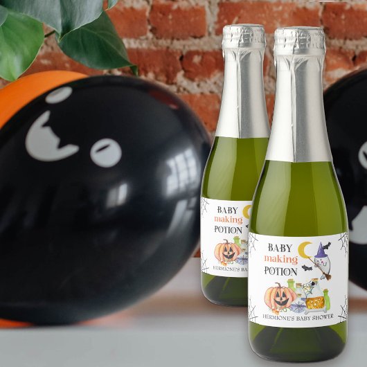 Baby Making Potion Halloween Baby shower Favor Sparkling Wijnetiket