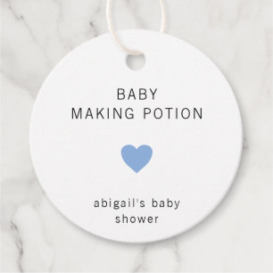 Baby Making Potion Modern Blue Boy Baby shower Bedankjes Labels